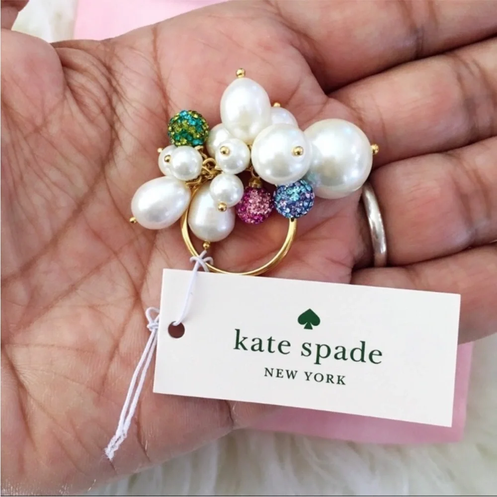 Kate Spade Pearl Power Multicolor Color Crystals Cluster Rings